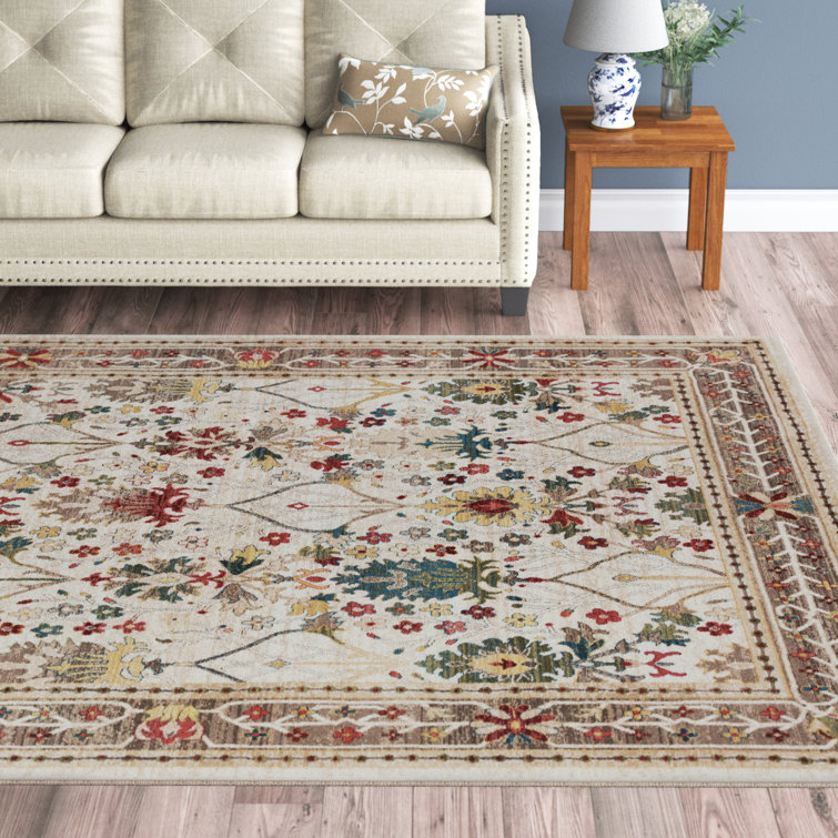 Lark Manor Dimmitt Floral Light Brown/Cream Area Rug & Reviews Wayfair
